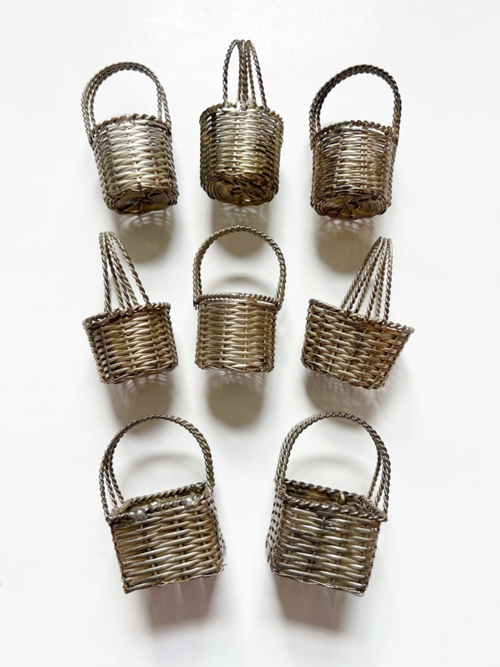 Vintage Silver Plated Mini Decorative Baskets (Set of 8)